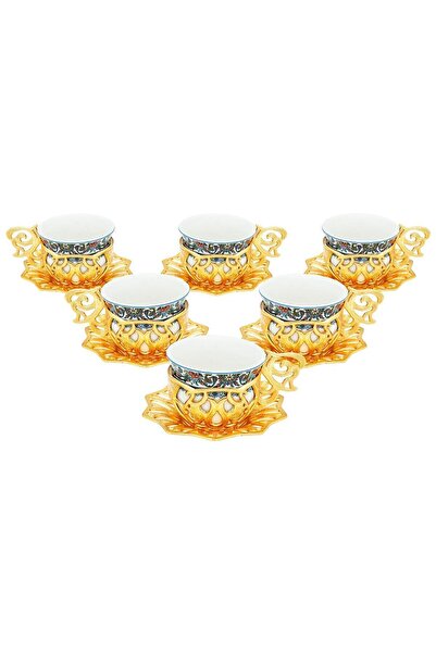 FARİKA طقم قهوة سلطاني توبكابي لـ 6 أشخاص (ذهبي)