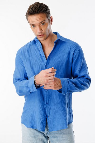 GENIUS STORE Oversize Basic Ανδρικό Μουσελίνα Πουκάμισο ΑΝΔΡΙΚΟ-ΜΟΥΣΛΙΝ-ΠΟΥΚΑΜΙΣΟ