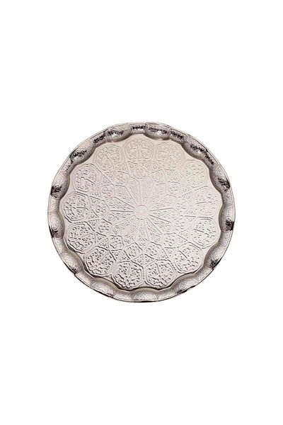 FARİKA 6-person 35cm Round Metal Tray (WHITE)