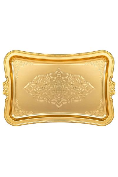FARİKA 1-person Pattern Metal Tray (GOLD)