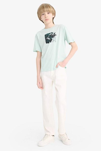 DeFacto Boy's Crew Neck Printed Short Sleeve T-Shirt E4168A825Sm