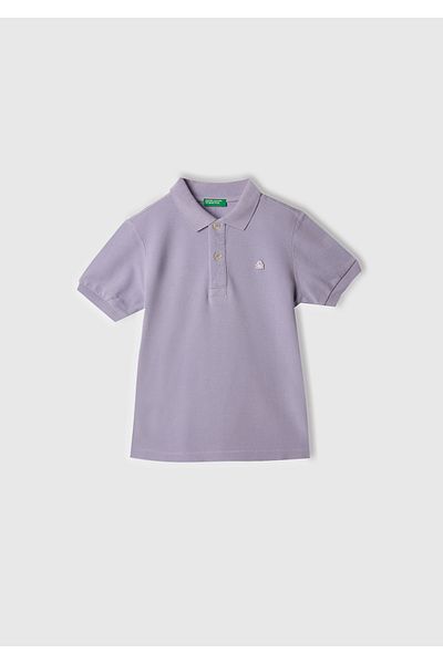 United Colors of Benetton Tricou Polo Pique cu logo violet pentru băiat