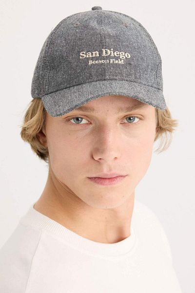 DeFacto Men's Label Printed Woven Baseball Basketball Cap D7821Ax25Sm