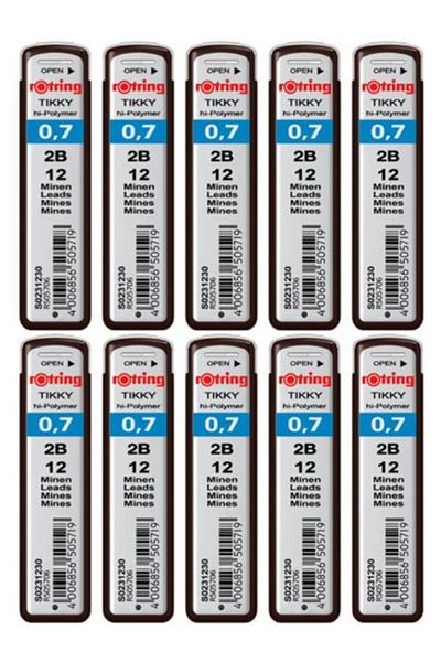 Rotring صندوق مكون من 10 قطع - طرف قلم 0.7 ملم