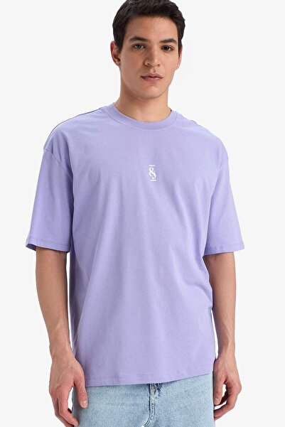 DeFacto 100 % Baumwolle, Oversize-T-Shirt mit weitem Schnitt und Rundhalsausschnitt, bedruckt, kurzärmelig, C2134ax25sm