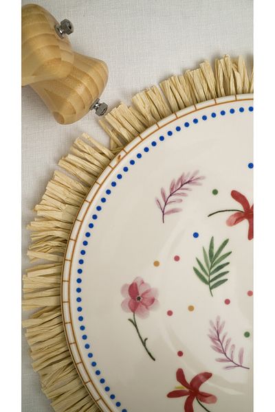 Heda Porselen 32 Cm 2-Piece Dalya Porcelain Pizza and Serving Plate