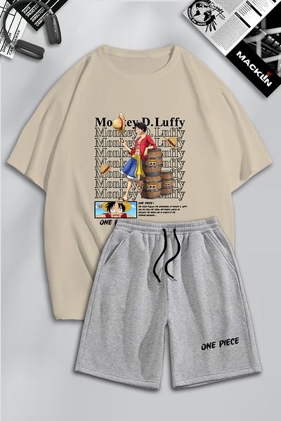 macklin Unisex One Piecemonkey D Anime Printed Oversize Tshirt and Shorts Set