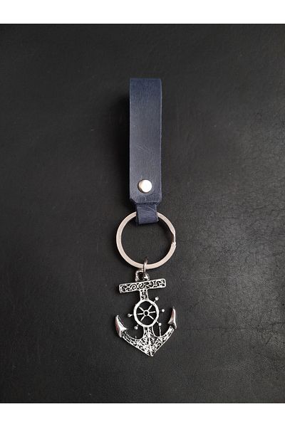 BSN Store Leather Keychain Sailor Anchor Premium Real Leather Key Chain
