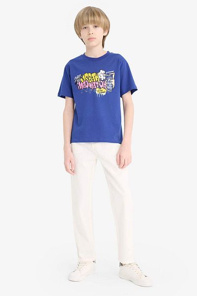 DeFacto Tricou cu mânecă scurtă imprimat cu gât pentru băiat E7493a825sm