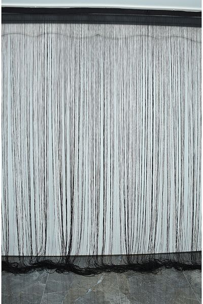 AKÇA TEKSTİL Threaded Curtain Thin Chain 100 cm Width 280 cm Length Anthracite Color Ready Threaded Curtain