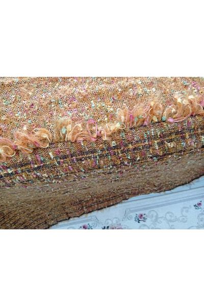 Mandaş Rabbit Hair Plush Hand Woven Soft Textured Double Bedspread (280X260)Kremit