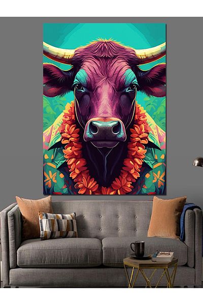 Tablomega Pânză decorativă Floral Bull - Lemn MDF