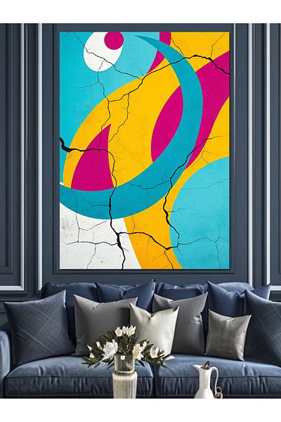 Tablomega Abstract Colorful Lines Decorative Canvas - Mdf Wooden Painting