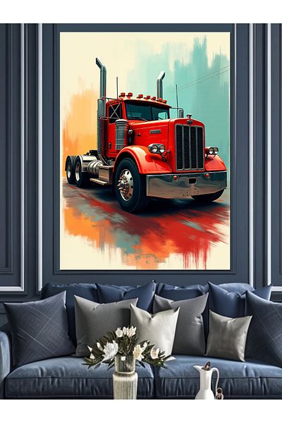Tablomega Red Truck Power Decorative Canvas - Mdf Wood Art Print