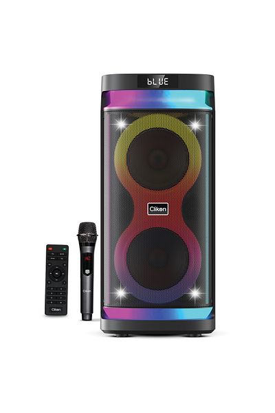 CLIKON صندوق حفلات Sound LOOM، مكبرات صوت مزدوجة 60 واط، عرض ضوئي، بلوتوث، صوت جهير، ضمان لمدة عامين