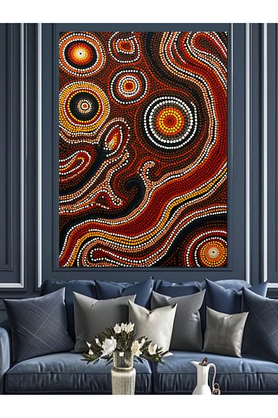 Tablomega Aboriginal Dot Patterns Decorative Canvas - Mdf Wooden Painting