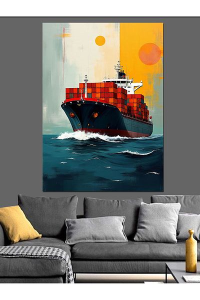 Tablomega Canvas Decorativ Navă de Marfă și Marea Albastră - Lemn MDF