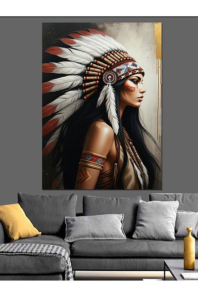 Tablomega Pânză decorativă tradițională Warrior Indian - MDF Lemn