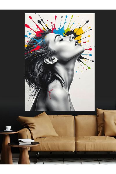 Tablomega Artistic Splash Portrait Decorative Canvas - Mdf Wooden Painting