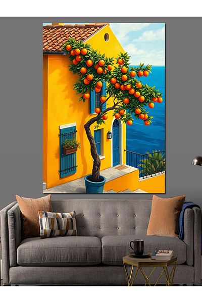 Tablomega Yellow Wall House Decorative Canvas - Mdf Wooden Painting