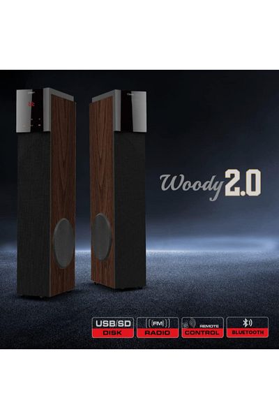 CLIKON Woody Tower Speakers, 2.0 Bluetooth, FM, USB/SD, Mic, Remote, 2Y Warranty CK866