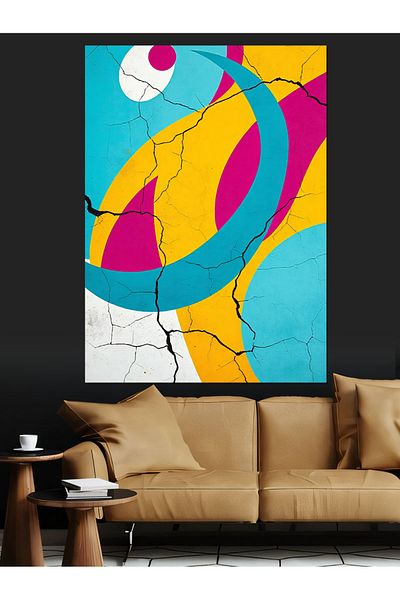 Tablomega Abstract Colorful Lines Decorative Canvas - Mdf Wooden Painting