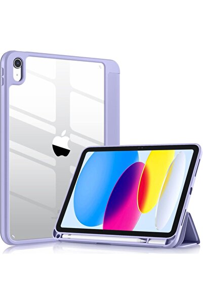 AWH حافظة لجهاز iPad الجيل العاشر مقاس 10.9 بوصة، ظهر شفاف، حامل قلم رصاص، تصميم نحيف، خاصية الإيقاظ/السكون التلقائي، لون بنفسجي لافندر