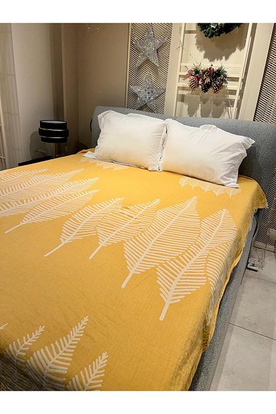 Explore Home , Elvira, Double, Cotton, Muslin, Bedspread - Mustard