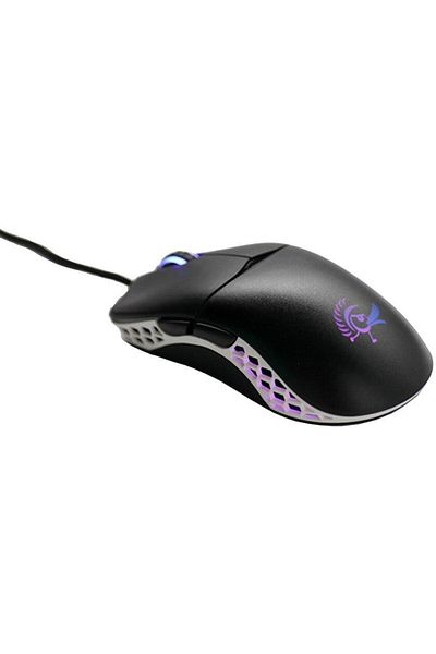 Ducky Mouse Gaming Ducky White Feather, cablu paracord, 16k DPI, clickswitch Huano Blue (Negru)