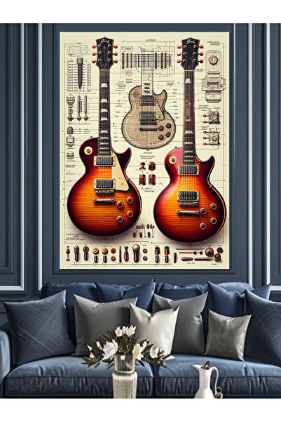 ekart Electric Guitar Drawing Decorative Canvas - Mdf Wooden Painting