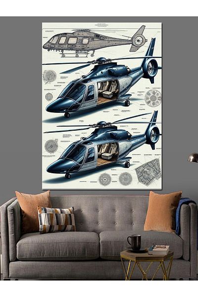 Tablomega The Power of Military Helicopters Decorative Canvas - Mdf Wooden Painting