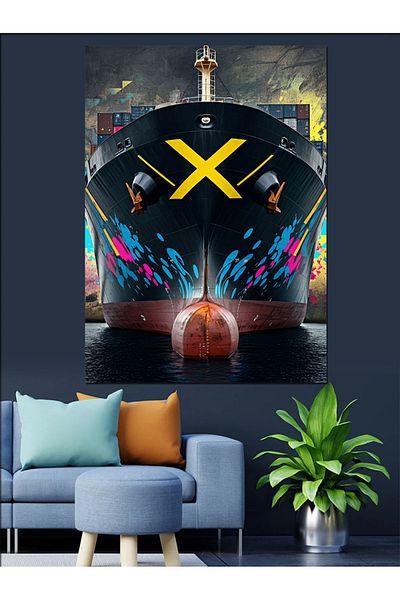 Tablomega Graffiti and Modern Ship Decorative Canvas - Mdf Wooden Painting