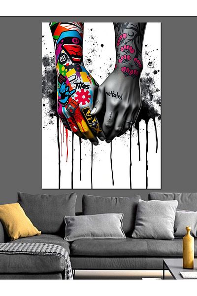 Tablomega Colorful Hand Grip Decorative Canvas - Mdf Wooden Painting