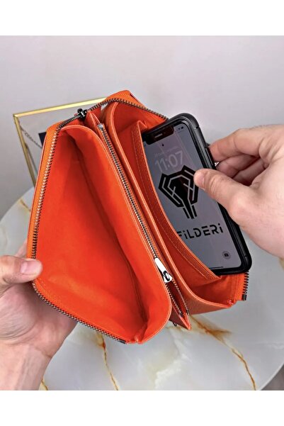 Fil Deri Orange Color Handbag - Genuine Leather 2029