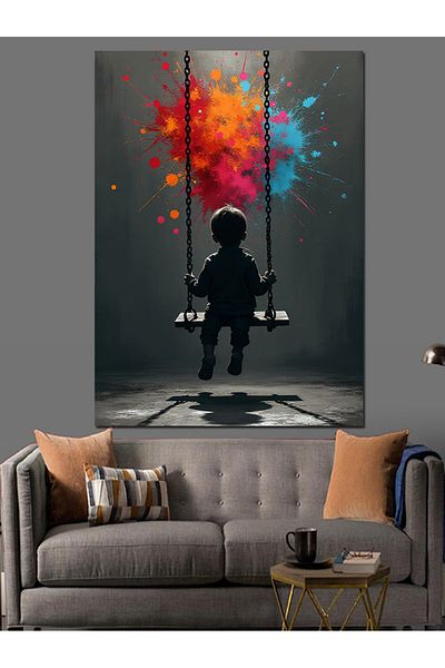 Tablomega Children's Decorative Canvas with Color Splash - Mdf Wooden Table