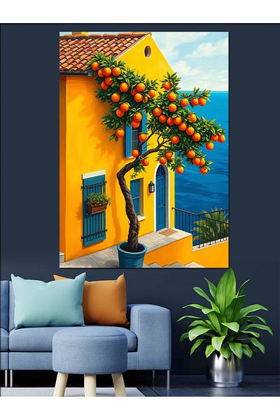 Tablomega Yellow Wall House Decorative Canvas - Mdf Wooden Painting