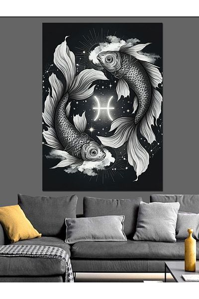 Tablomega Yin and Yang Fish Decorative Canvas - Mdf Wooden Painting