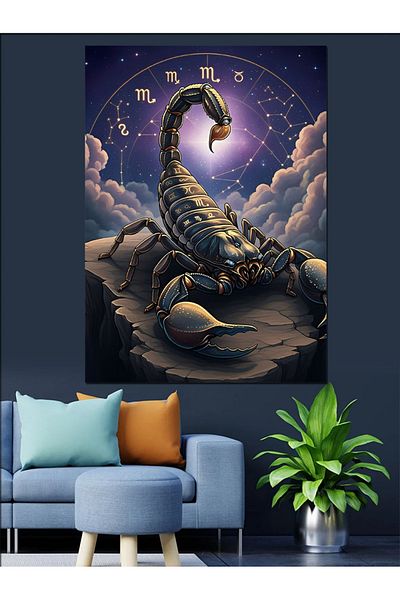 Tablomega Scorpion și Stelele Zodiacului Pânză Decorativă - Lemn MDF