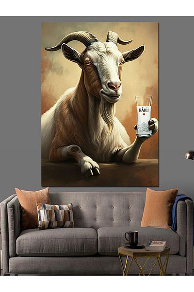 Tablomega Pânză decorativă Fun Goat - MDF Lemn