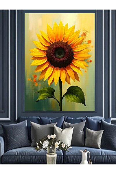 KanvasSepeti Слънчогледова картина Декоративна платна маслена картина Текстур...