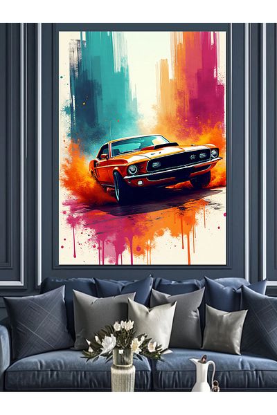 Tablomega Classic American Car Decorative Canvas - Mdf Wooden Painting