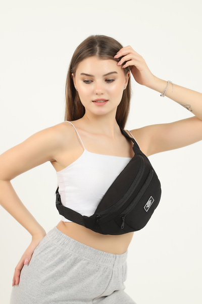 SHAKA U8 Black 2 Compartment Unisex Waist Bag Width:38 Length:17 Width:7