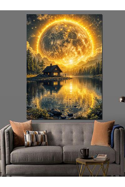 Tablomega Pânză decorativă Peisaj Lacul Luminii Lunii - Lemn MDF