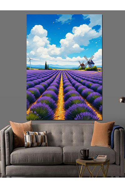 Tablomega Dream in the Lavender Garden Decorative Canvas - Mdf Wooden Painting