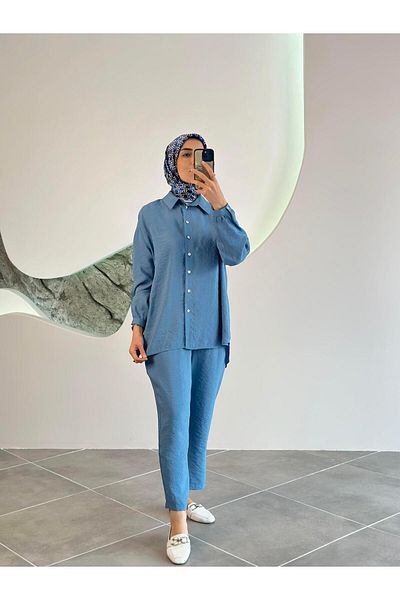 Armine Trend Shirt & Trousers Hijab Suit 25Yt690 Blue