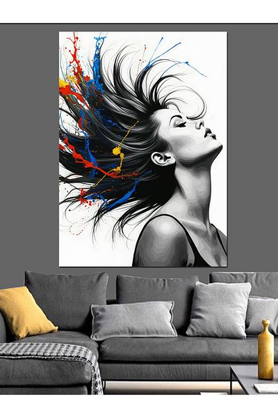 Tablomega Woman Dancing with the Wind Decorative Canvas - Mdf Wooden Painting