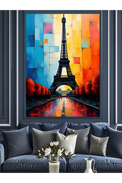 Tablomega Turnul Eiffel Culorile în interior Pânză decorativă - Lemn MDF