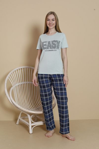 VG BOND MODA Easy Letter Printed Single Jersey Short Sleeve Women's Pajama Set Vg171