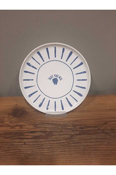 Keramika KERAMİKA 22 CM PASTA TABAĞI 6 ADET NORDIC LACİVERT PARLAK YAZILI