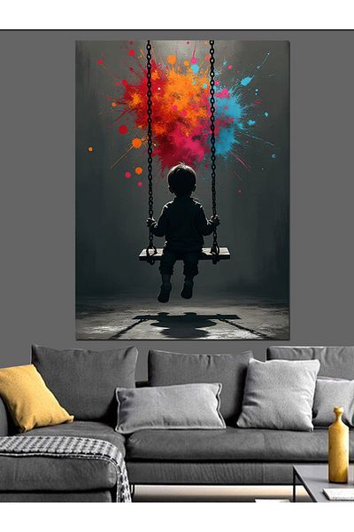 Tablomega Children's Decorative Canvas with Color Splash - Mdf Wooden Table